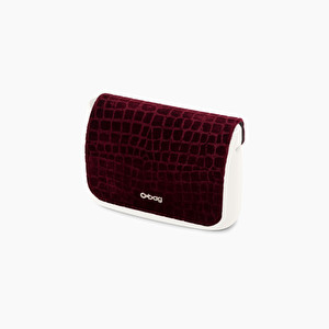 Rabat en velours avec imprimé croco bordeaux O pocket - O bag