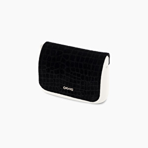 Rabat en velours avec imprimé croco noir O pocket - O bag